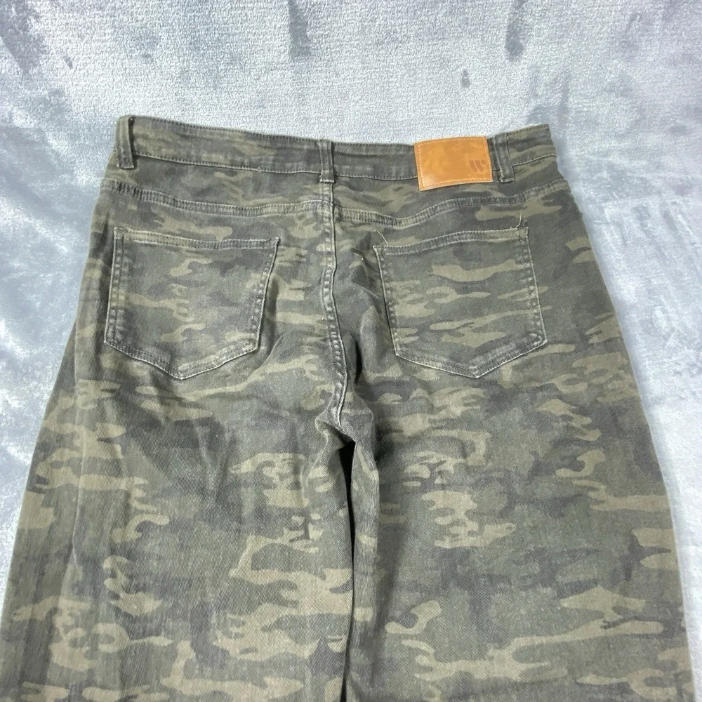 Waimea Jeans Men 38x30 Green Skinny Biker Moto Ribbed Distressed Denim Pants Y2K